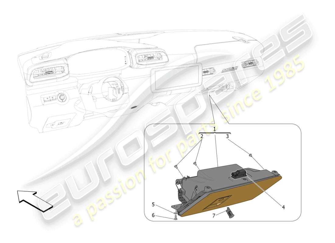 maserati mc20 (2023) scomparti per guanti diagramma delle parti