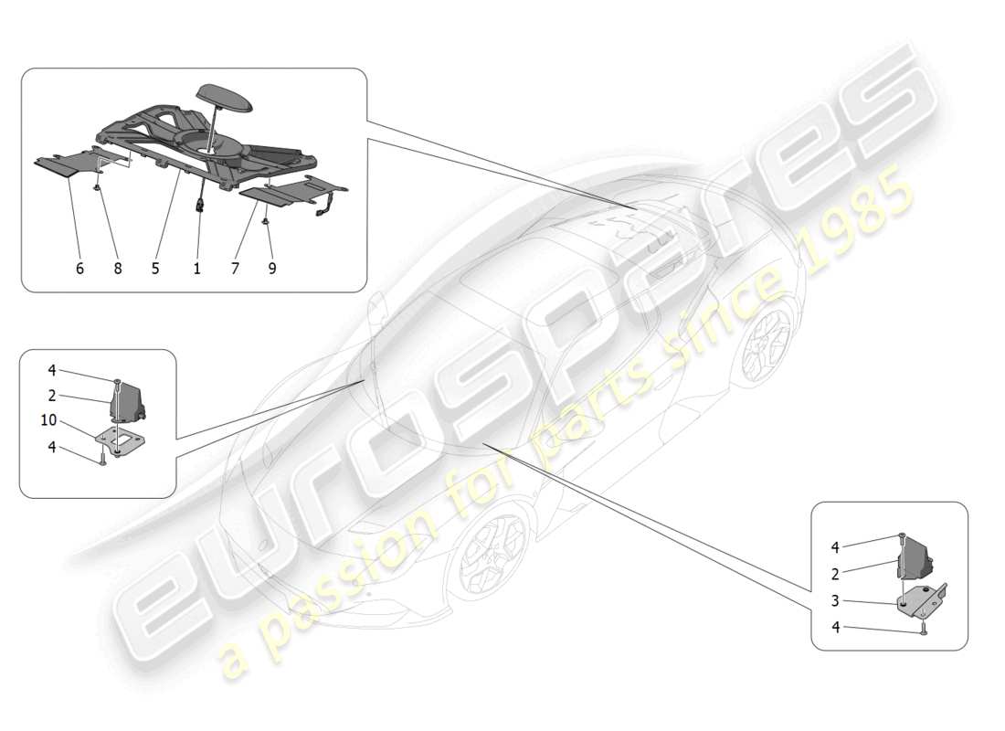 maserati mc20 (2022) sistema di accoglienza e connessione diagramma delle parti