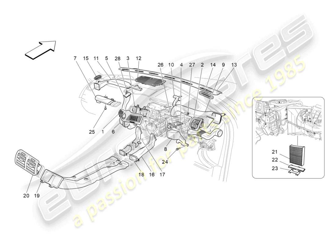 maserati grancabrio mc (2013) unità a/c: schema particolare diffusione