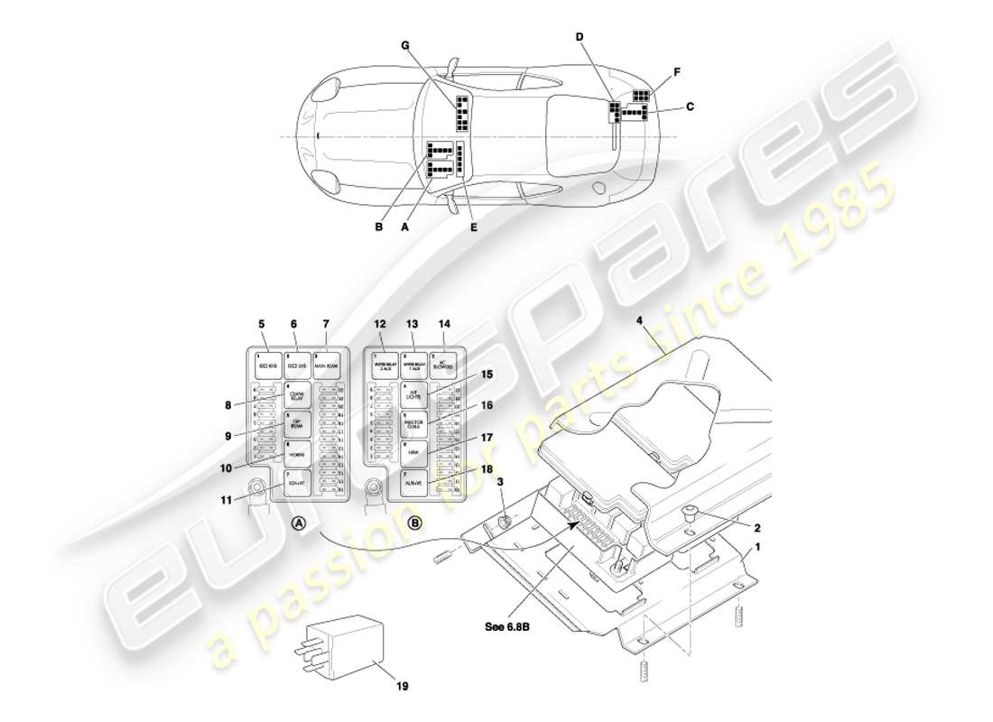 aston martin db7 vantage (2004) relè, vin 300556 sul diagramma delle parti