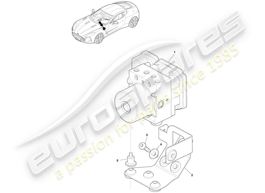 aston martin one-77 (2011) diagramma delle parti del controllo antibloccaggio