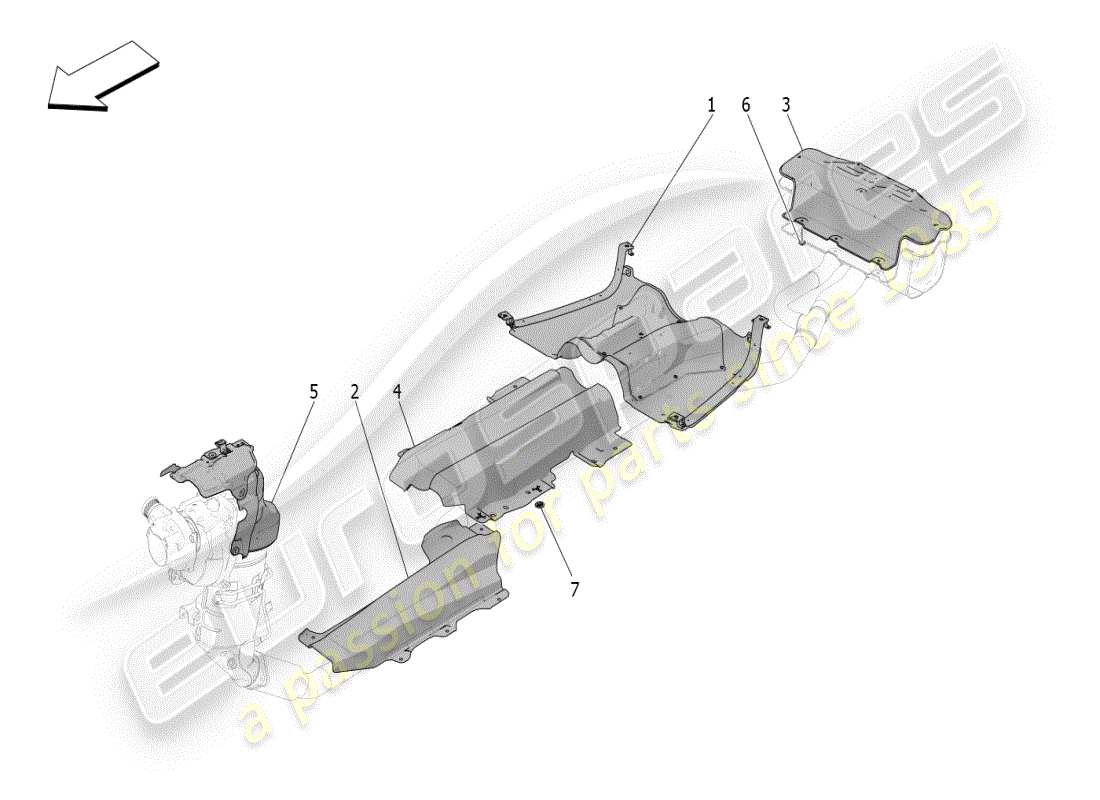 maserati grecale modena (2023) pannelli termoisolanti diagramma delle parti