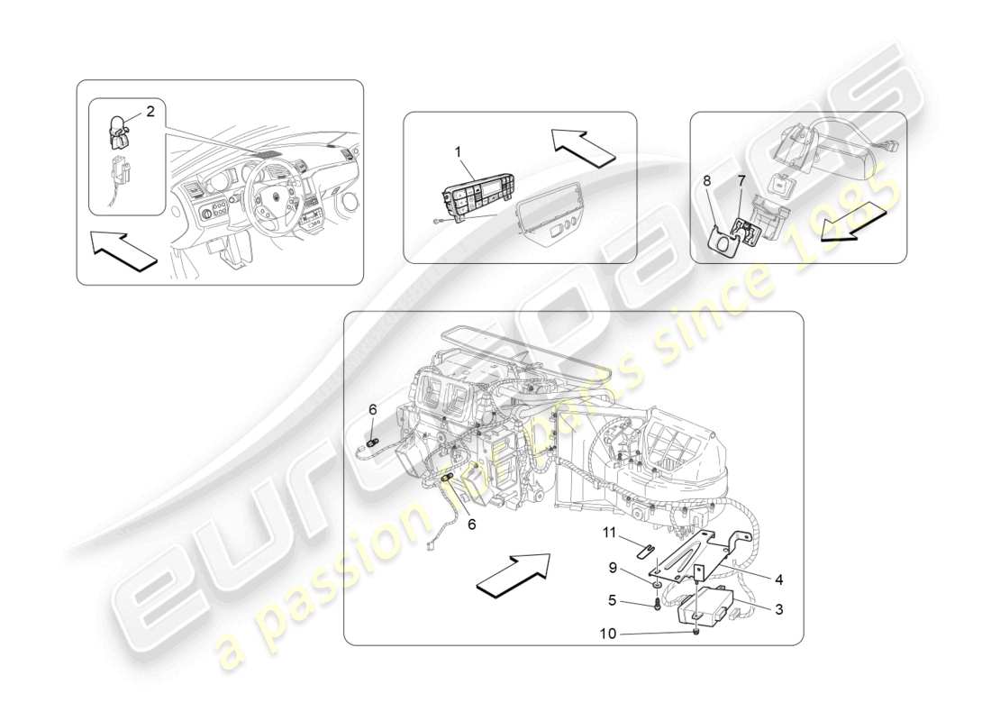 maserati grancabrio mc (2013) unità a/c: schema delle parti controllo elettronico