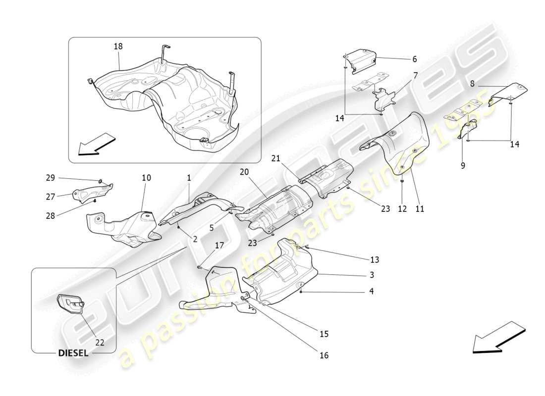 un diagramma delle parti dal catalogo delle parti maserati levante zenga (2020)