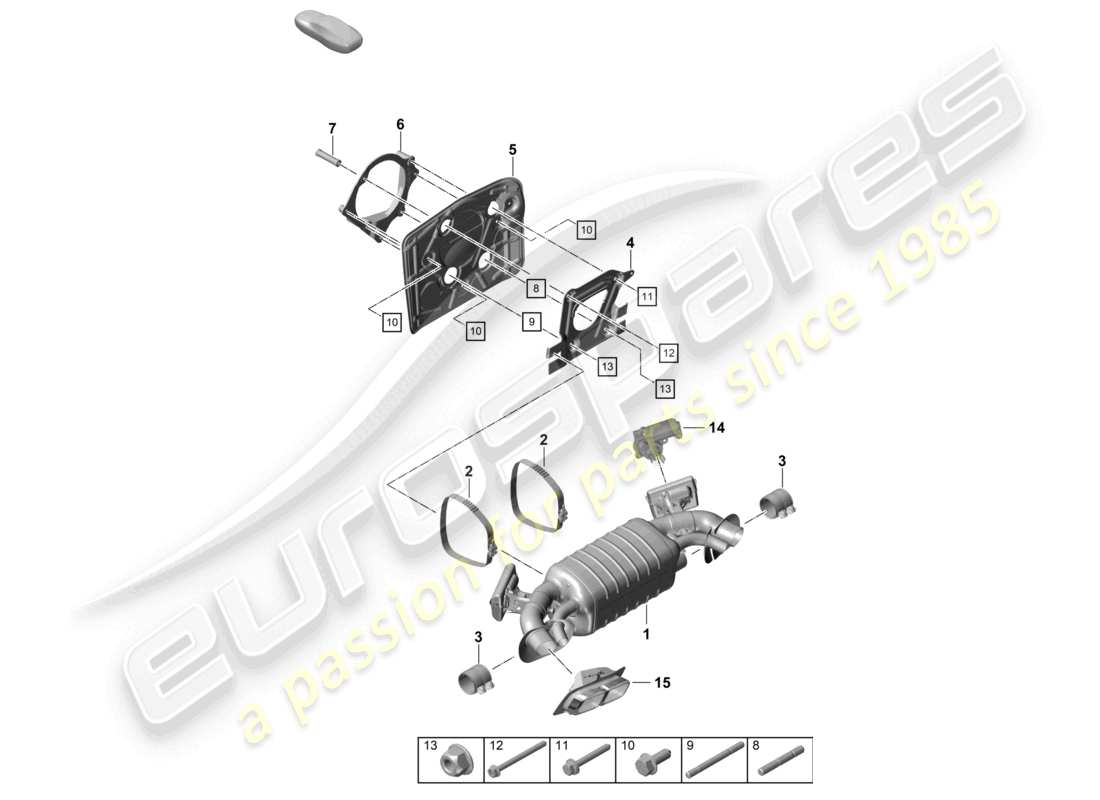 porsche 2025 (992-2 turbo / s) schema delle parti silenziatore