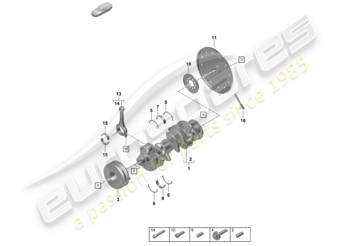 porsche 2023 (cayenne e3 pa) biella dell'albero motore disco frizione diagramma delle parti