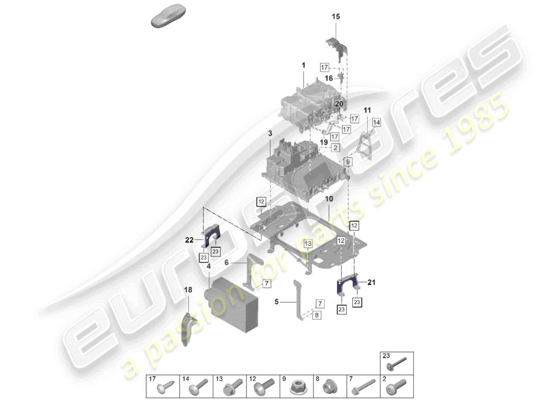 porsche 2020 (taycan 9j1-1) caricabatterie per batteria ad alta tensione convertitore di tensione diagramma delle parti