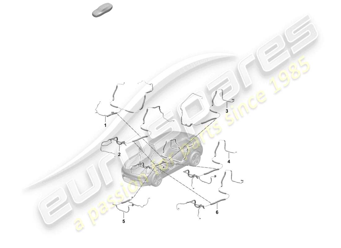 porsche 2025 (macan-e) sezione del cablaggio centrale diagramma delle parti