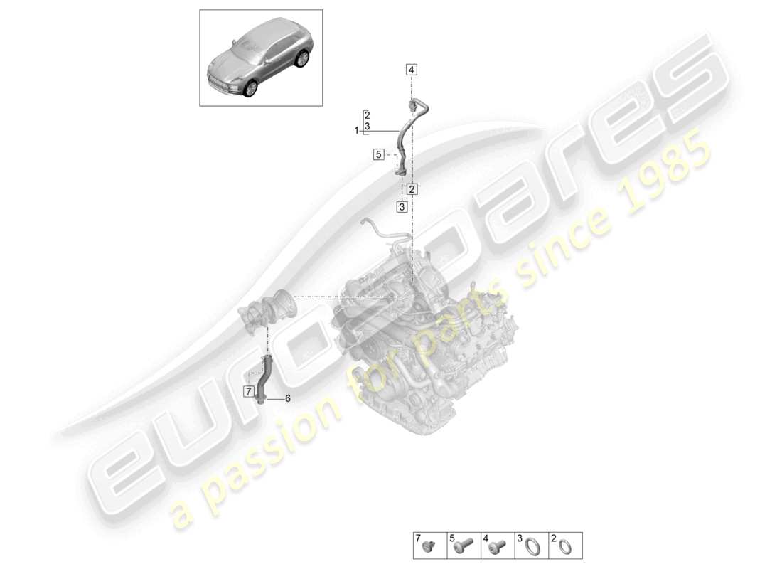 porsche 2021 (macan) schema elettrico della linea di pressione dell'olio per il turbocompressore a gas di scarico