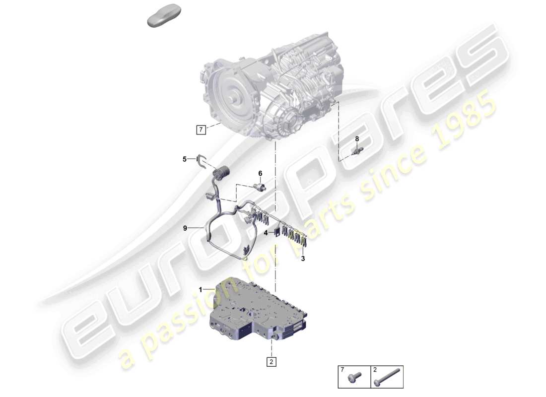 porsche 2022 (992-1 gt3/rs/st) 7-speed cambio a doppia frizione - pdk - diagramma dei componenti dei sensori