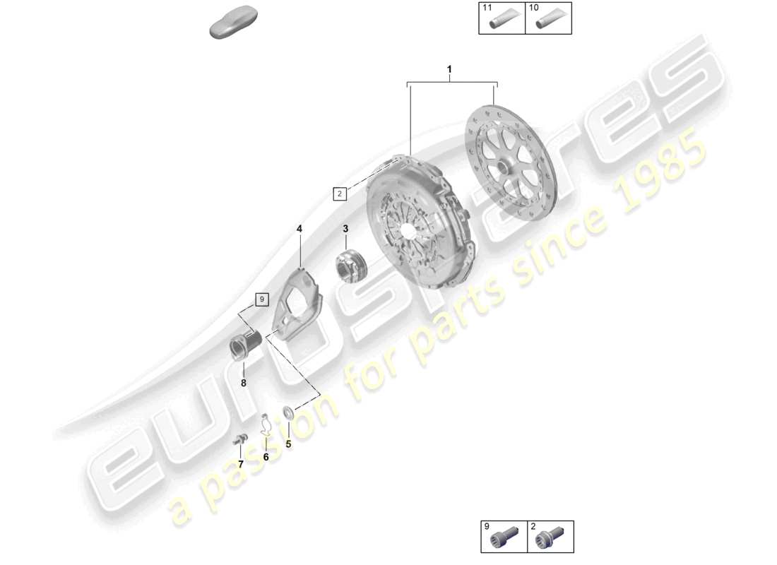 porsche 2023 (992-1 gt3/rs/st) cambio manuale frizione diagramma delle parti