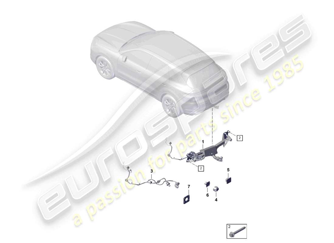 porsche 2026 (cayenne e3 pa) diagramma delle parti del gancio di traino