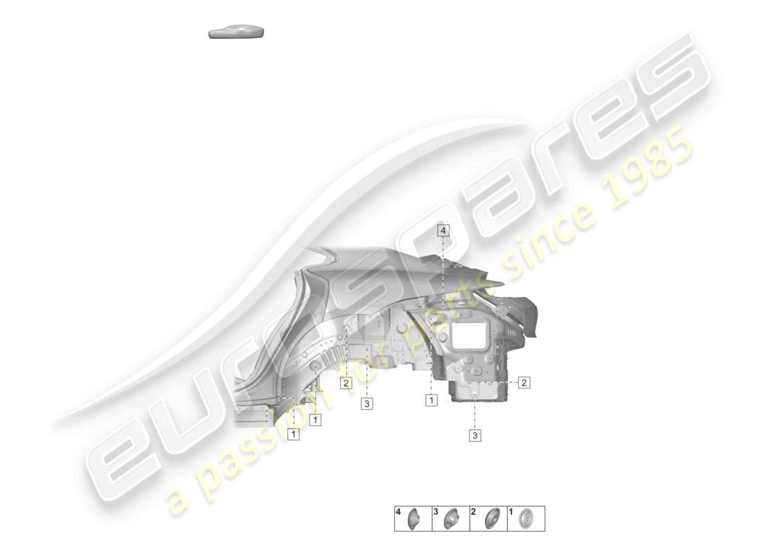 porsche 2020 (taycan 9j1-1) passaruota sinistro a. destro parte posteriore diagramma delle parti