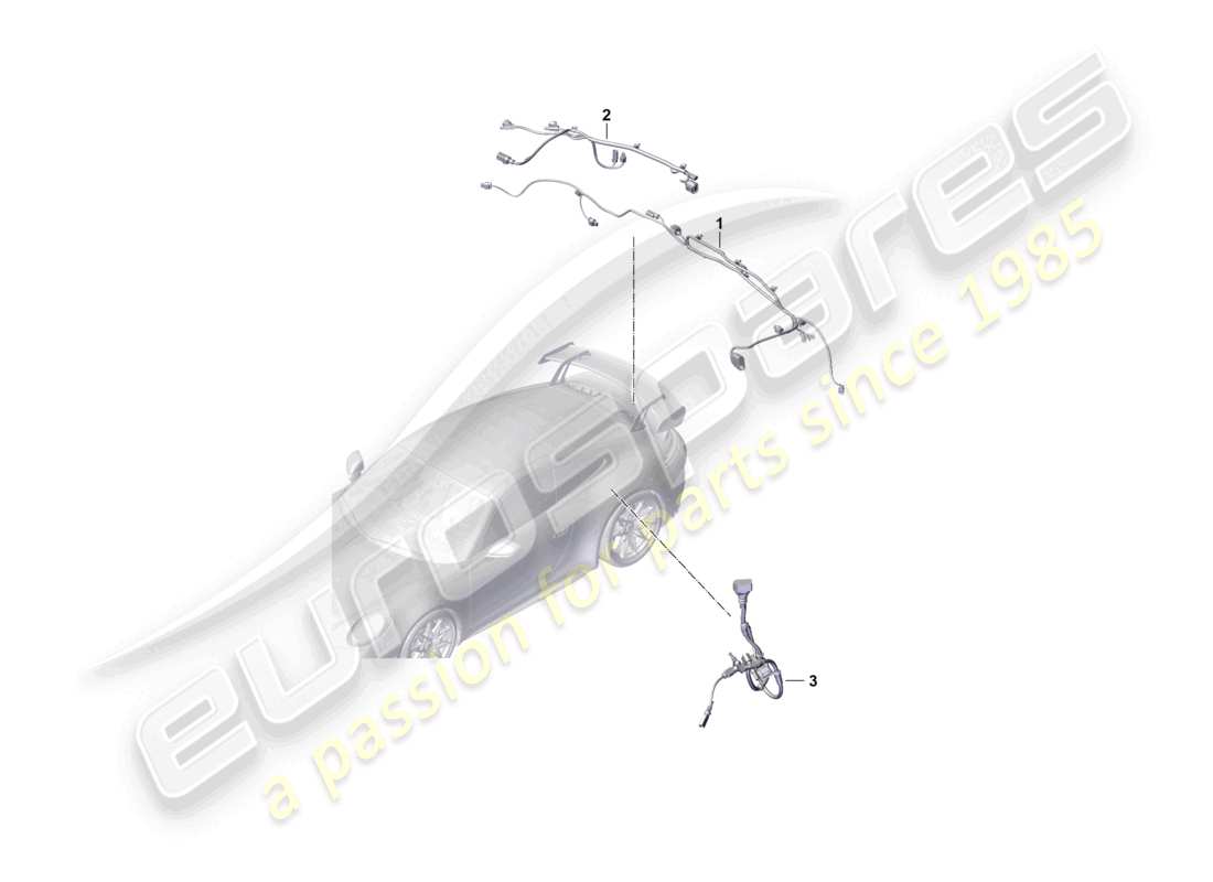 porsche 2025 (992-2 gt3) set di cavi cablaggio posteriore per sistema frenante antibloccaggio -abs- schema dei componenti
