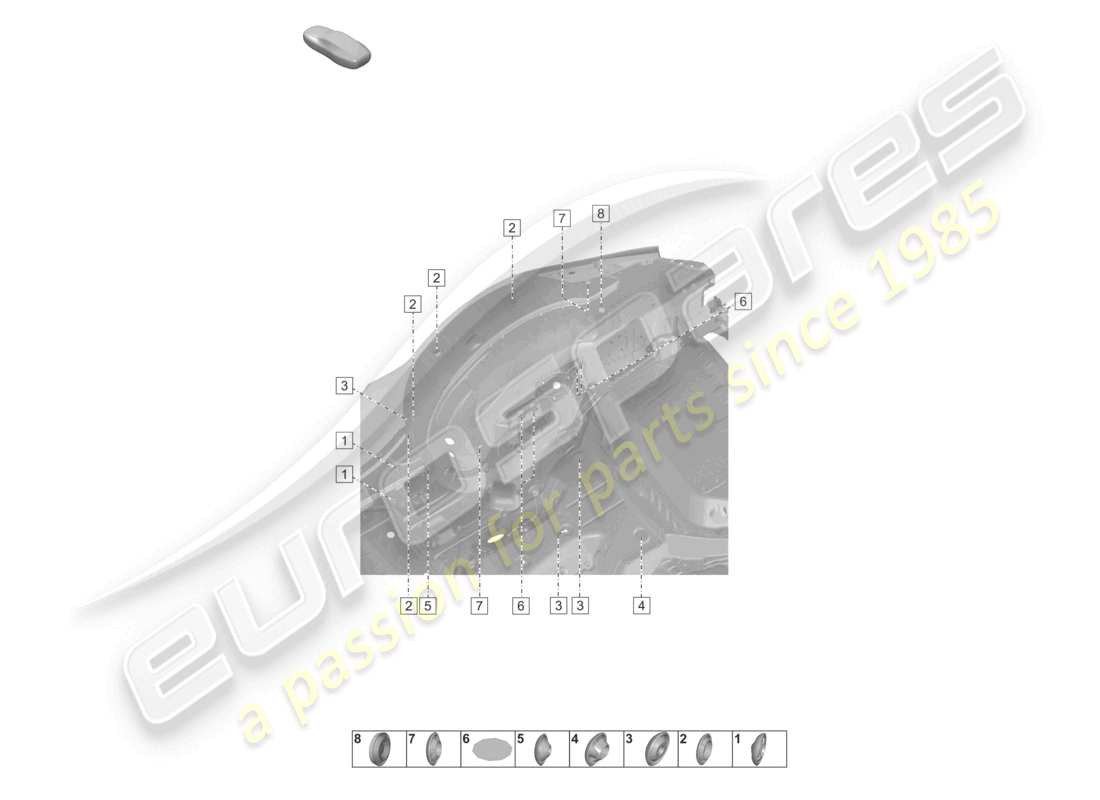 porsche 2023 (992-1 turbo / s) tappi per carrozzeria posteriore, esterno carrozzeria passaruota schema delle parti