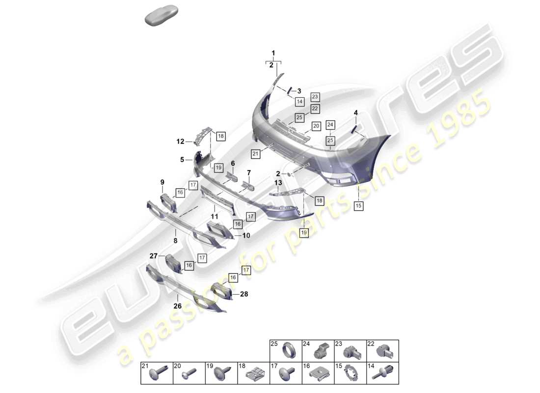 porsche 2024 (992-2) schema delle parti paraurti posteriore