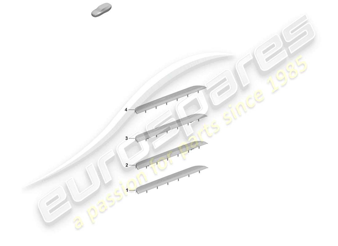 porsche 2025 (macan-e) schema delle parti degli accessori della fascia di rifinitura del davanzale anteriore