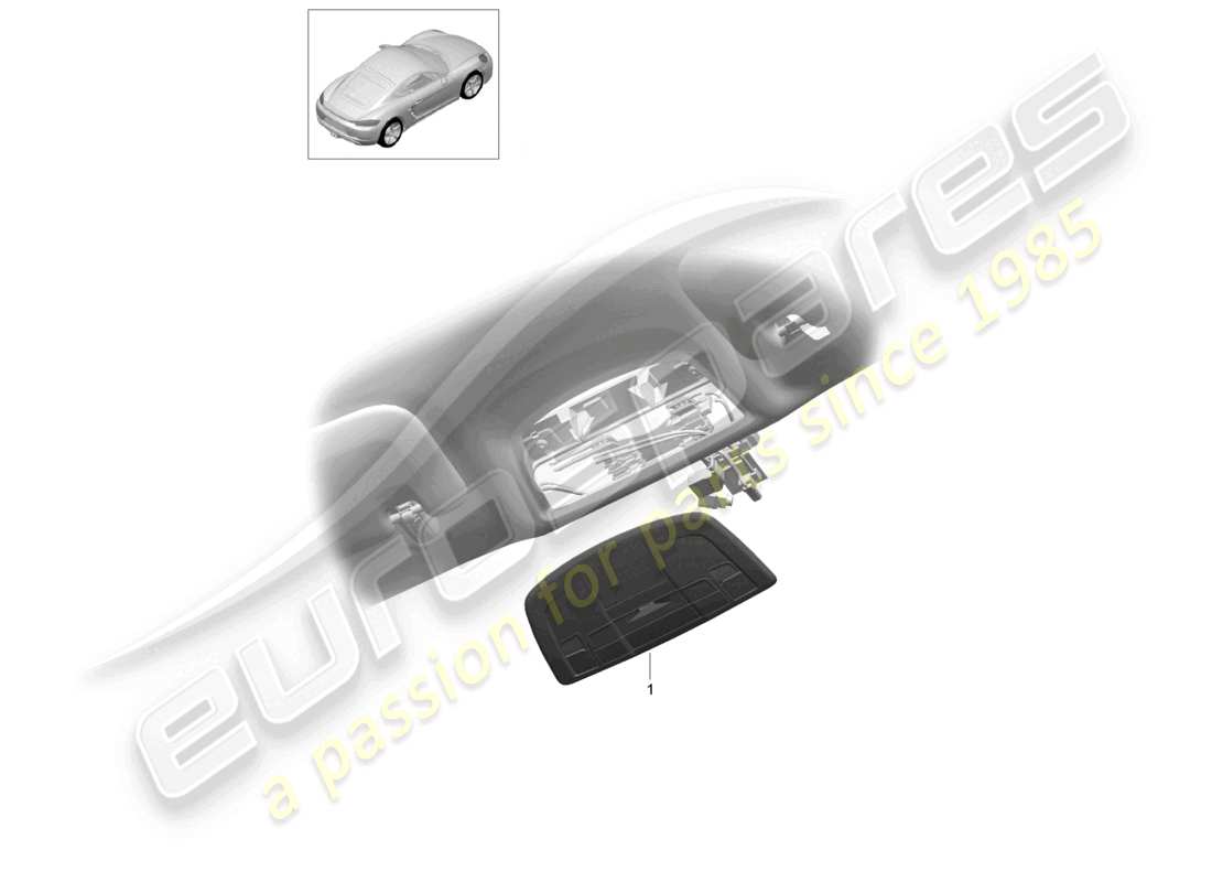porsche 2022 (718 cayman) schema delle parti del tetto della console coupé