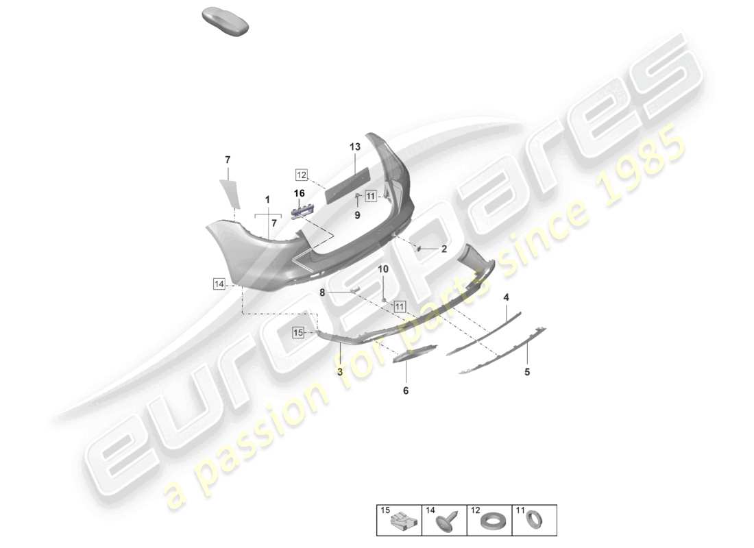 porsche 2024 (panamera 971-2) paraurti posteriore sport turismo pacchetto sport design schema delle parti