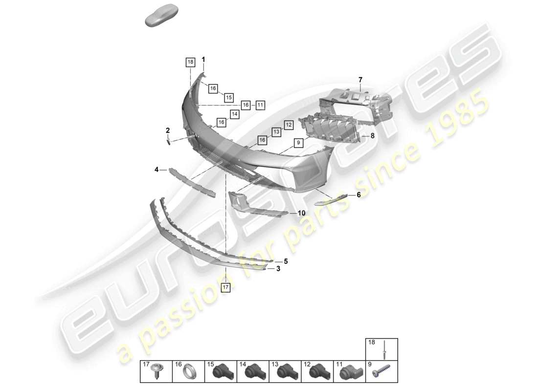 porsche 2024 (992-2) paraurti anteriore sport design pacchetto diagramma delle parti