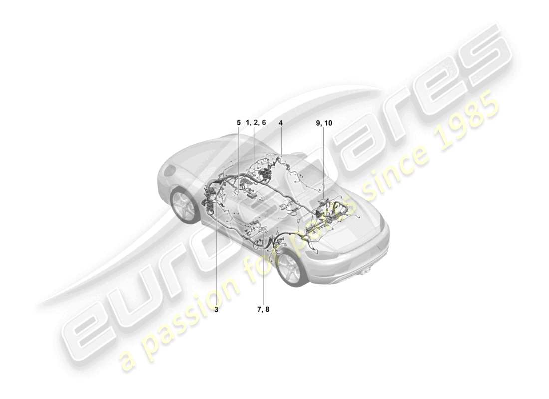 porsche 2021 (718 cayman gt4) cablaggi airbag per veicoli con cinture di sicurezza schema dei componenti