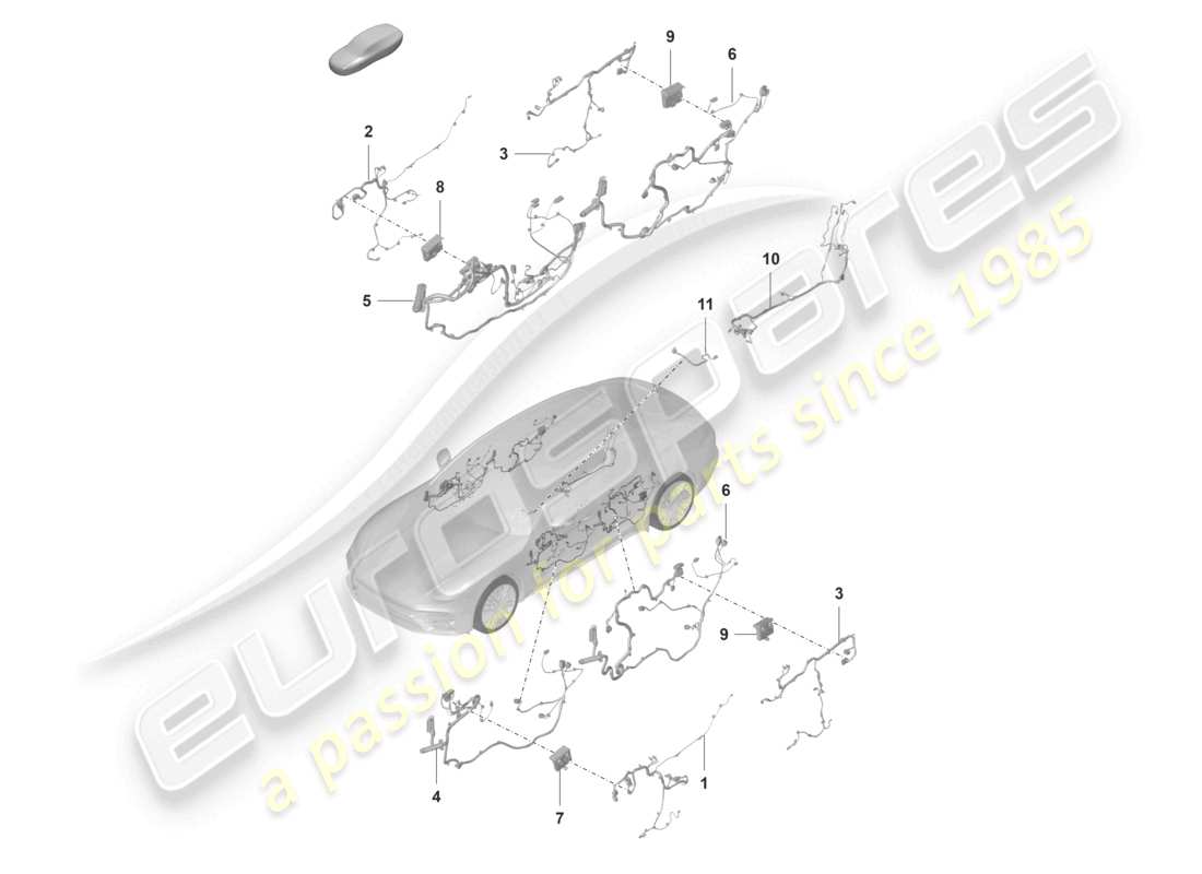 porsche 2024 (panamera 971-2) cablaggi porte anteriori e posteriori centraline porte schema delle parti
