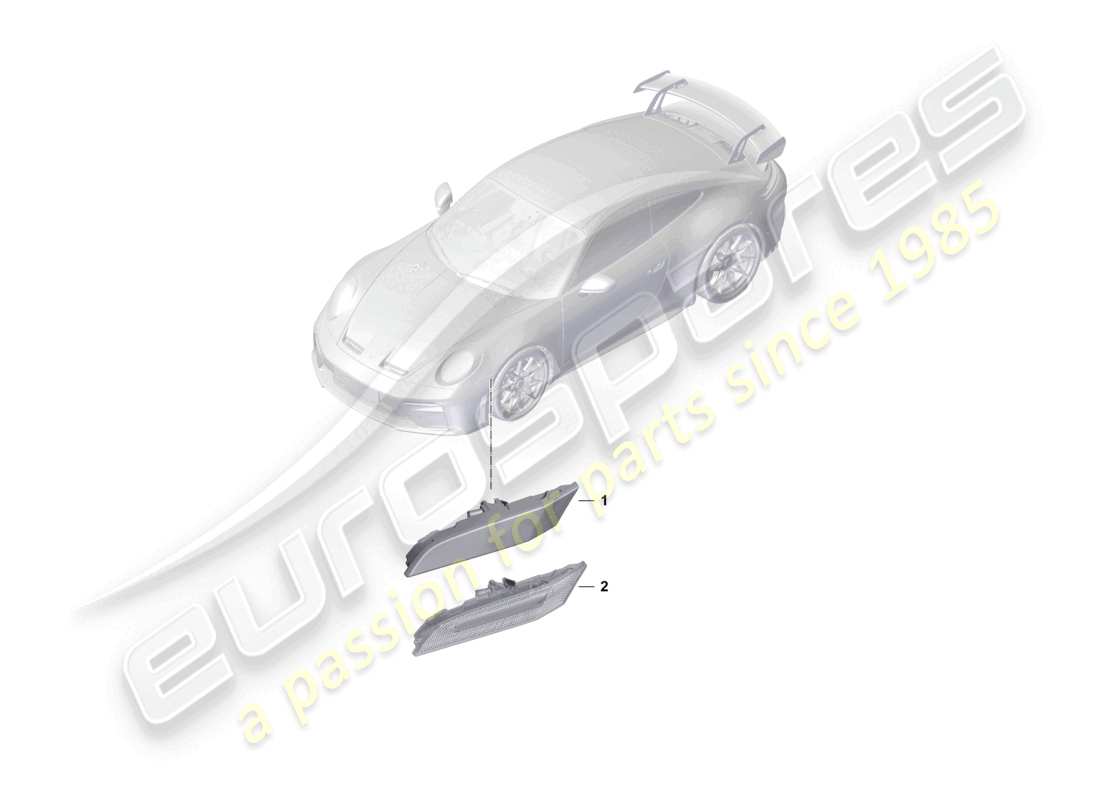 porsche 2025 (992-2 gt3) schema elettrico delle parti della luce di posizione laterale del ripetitore degli indicatori di direzione