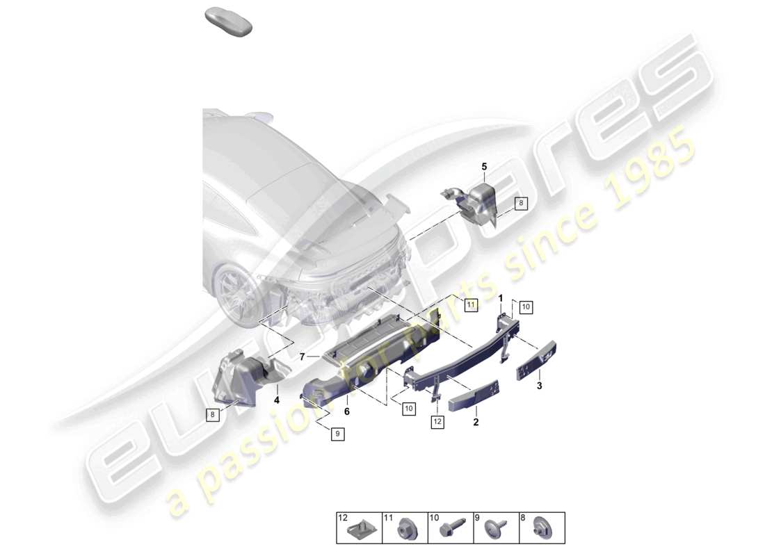 porsche 2026 (992-2 gt3) paraurti posteriore e scudo termico diagramma delle parti