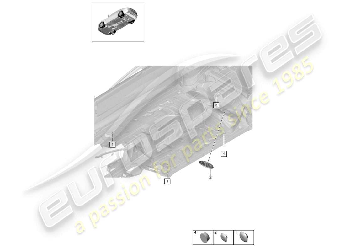 porsche 2021 (panamera 971-1) diagramma della parte interna dei tappi