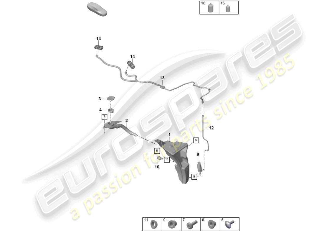 porsche 2026 (992-2 gt3) schema delle parti rondella lavavetri