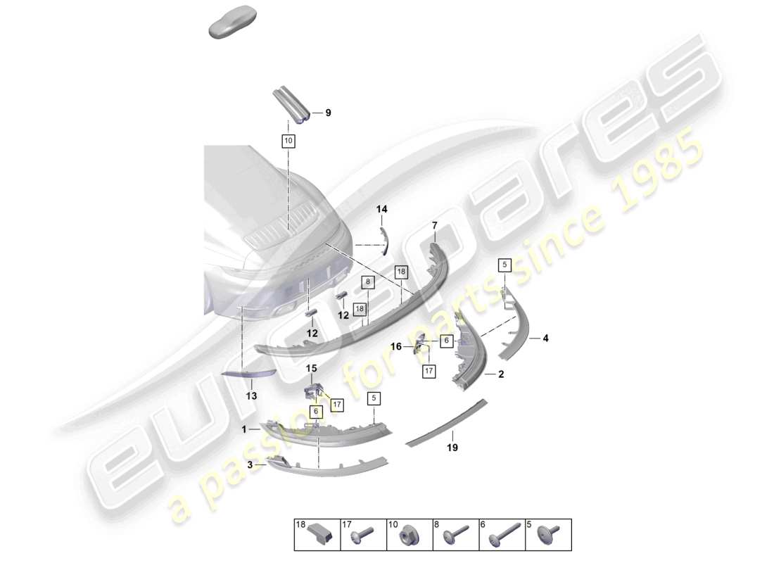 porsche 2024 (992-2) luce posteriore luce freno supplementare luce targa schema delle parti