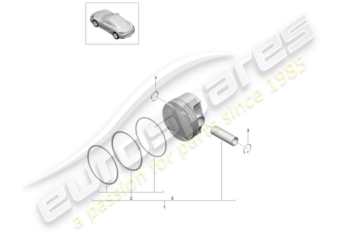 porsche 2024 (718 cayman) diagramma delle parti del pistone
