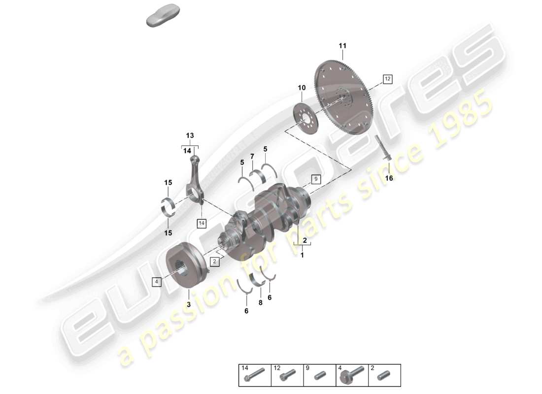 porsche 2025 (cayenne e3 pa) biella dell'albero motore disco frizione diagramma delle parti