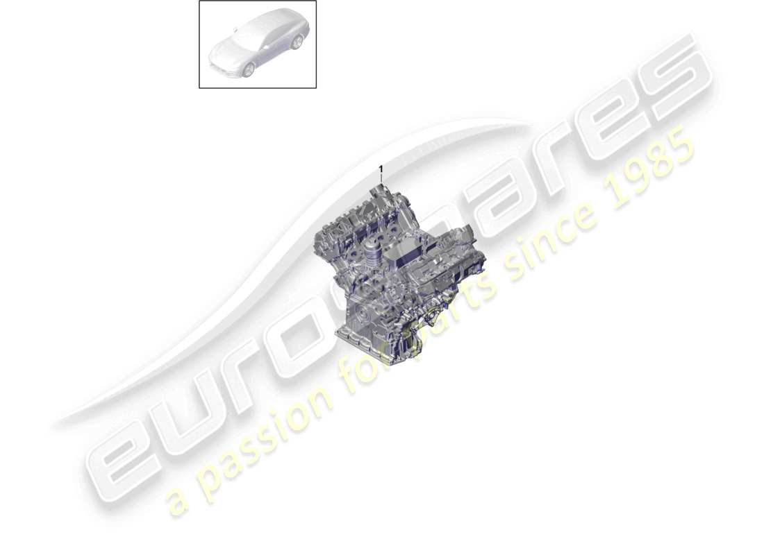 porsche 2021 (panamera 971-1) motore di base composto da: coperchio valvole testata cilindro gruppo valvole manovella coppa dell'olio diagramma delle parti