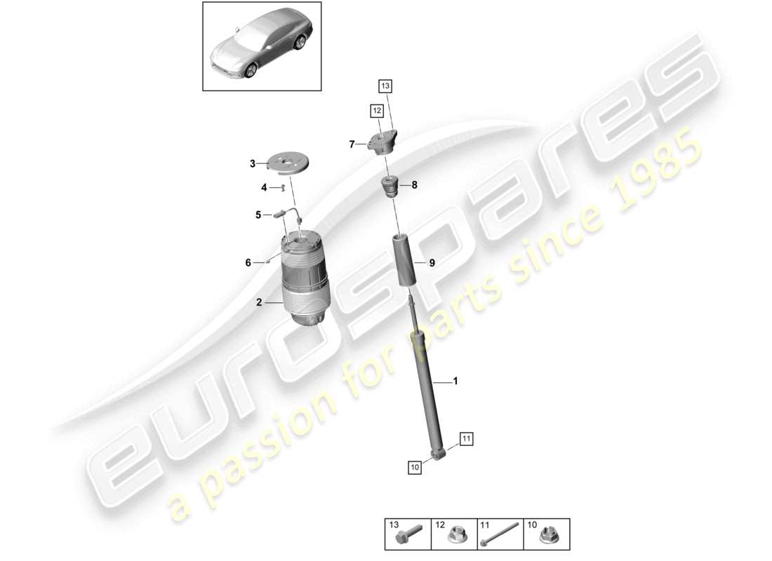 porsche 2021 (panamera 971-1) molla pneumatica diagramma delle parti