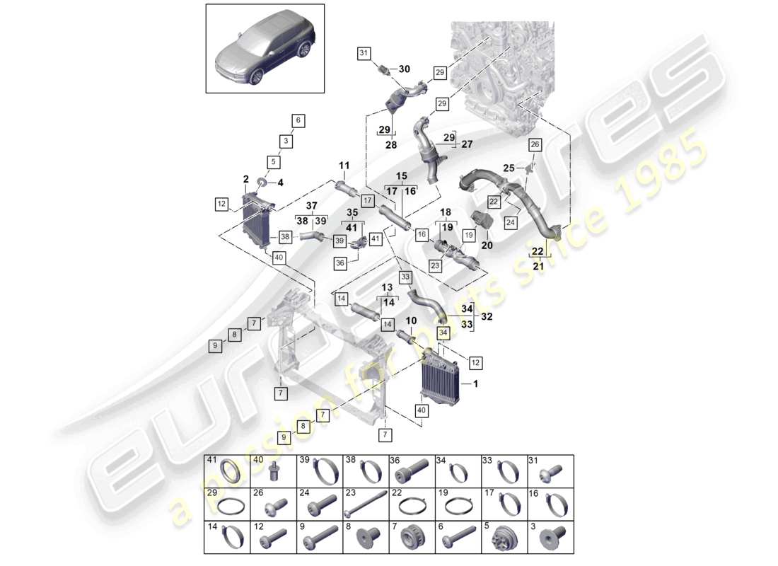 porsche 2022 (cayenne e3 9ya/9yb) schema elettrico della valvola a farfalla del tubo di pressione del refrigeratore dell'aria di sovralimentazione