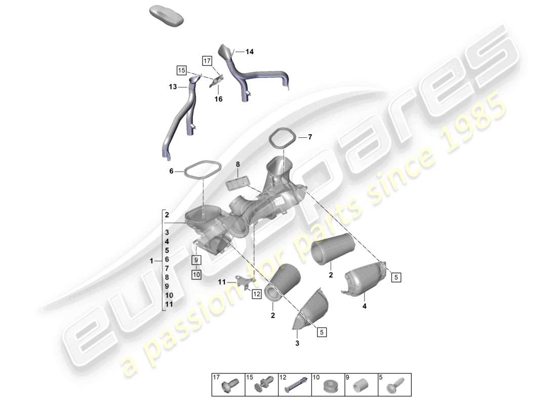 porsche 2026 (992-2 gt3) diagramma delle parti filtro aria