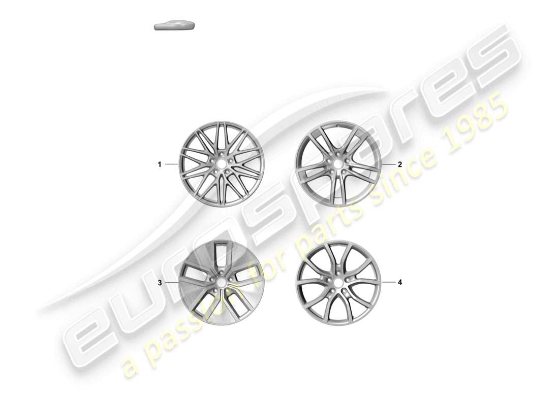 porsche 2025 (cayenne e3 pa) cerchio in lega diagramma delle parti