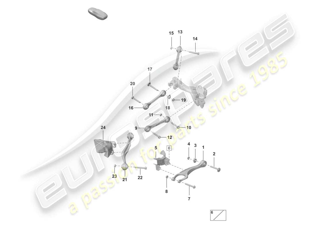 porsche 2022 (992-1) schema delle parti del braccio oscillante dell'assale posteriore