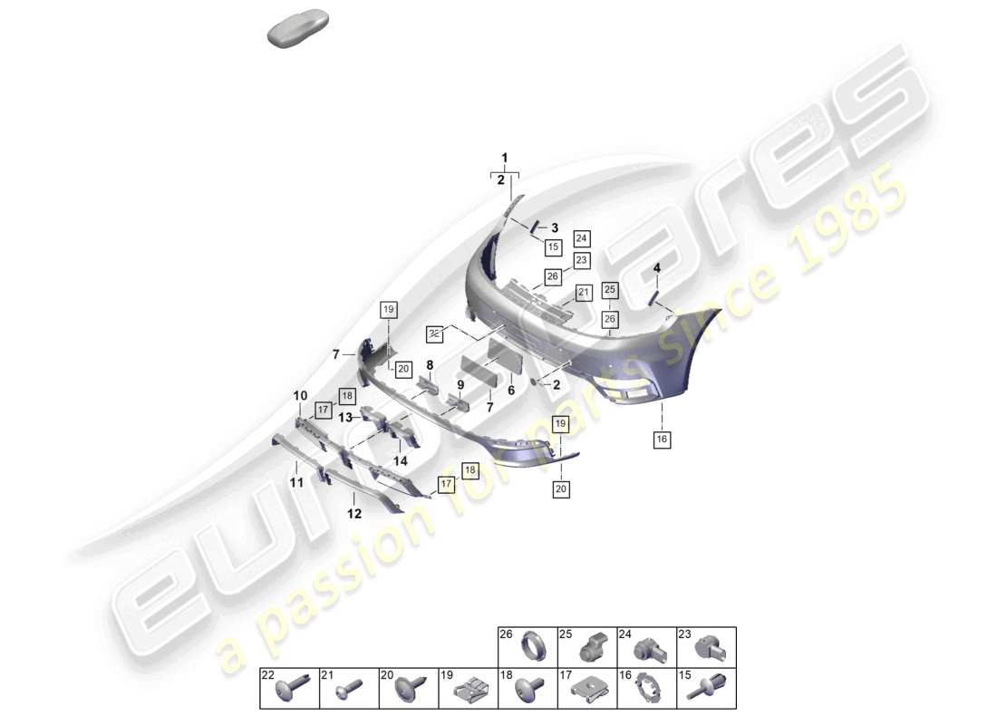 porsche 2024 (992-2) schema delle parti paraurti posteriore
