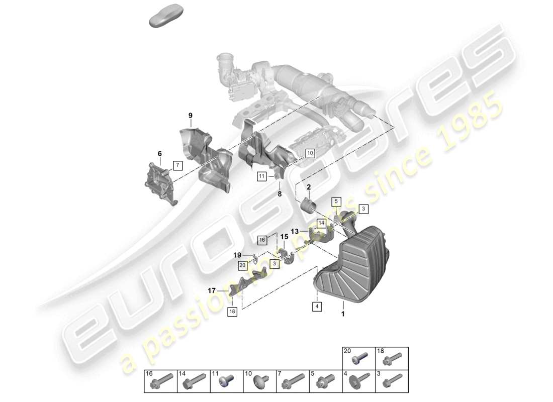 porsche 2024 (992-2) schema delle parti silenziatore