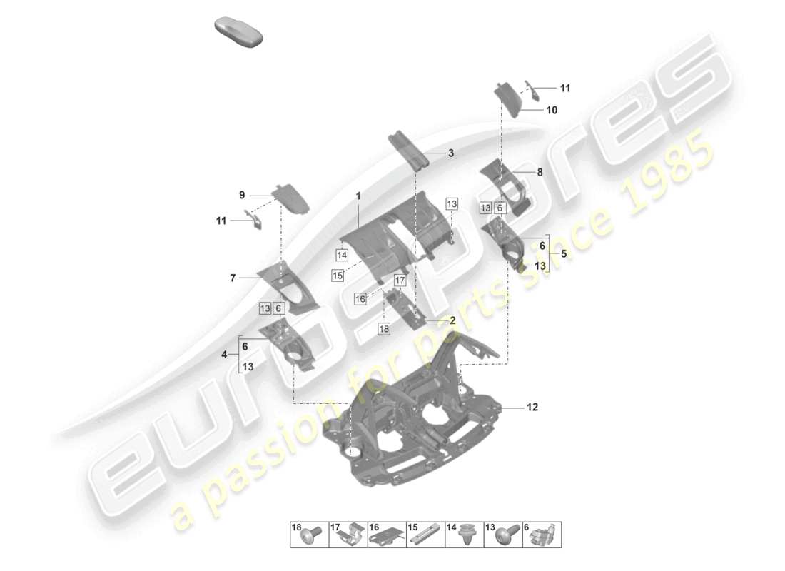porsche 2023 (992-1 gt3/rs/st) portellone posteriore/cofano del bagagliaio diagramma delle parti