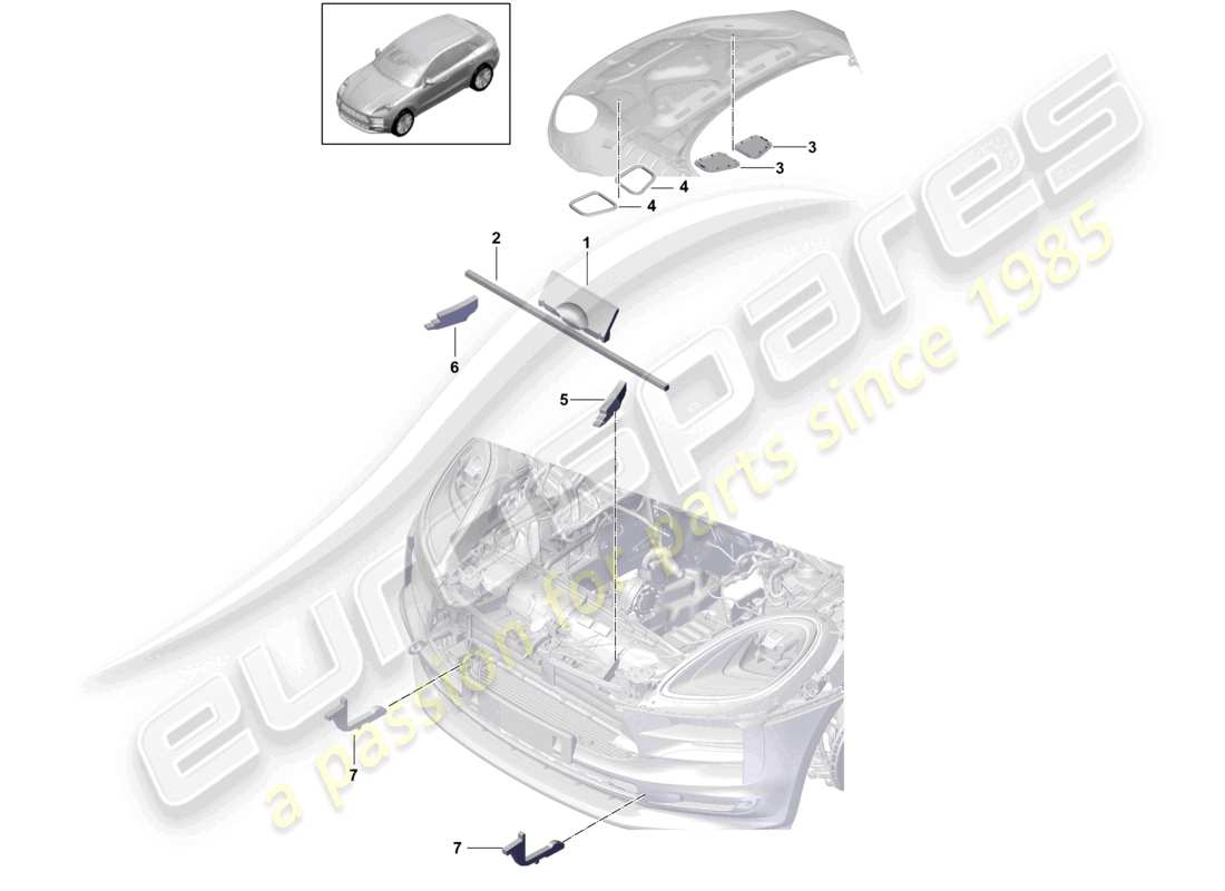 porsche 2021 (macan) raffreddatore dell'aria di carica diagramma delle parti