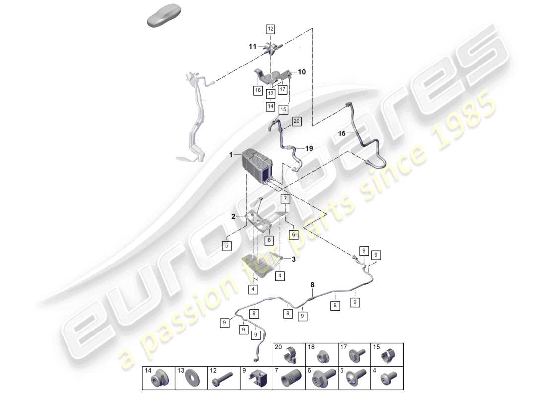 porsche 2026 (cayenne e3 pa) contenitore per carbone attivo diagramma delle parti