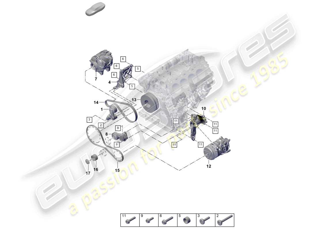 porsche 2024 (cayenne e3 pa) cinghia poly-v tendicinghia ammortizzatore diagramma delle parti