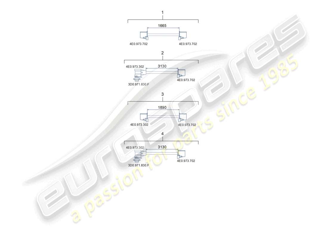 porsche 2021 (macan) diagramma delle parti del conduttore d'onda in fibra ottica della linea di collegamento a filo singolo