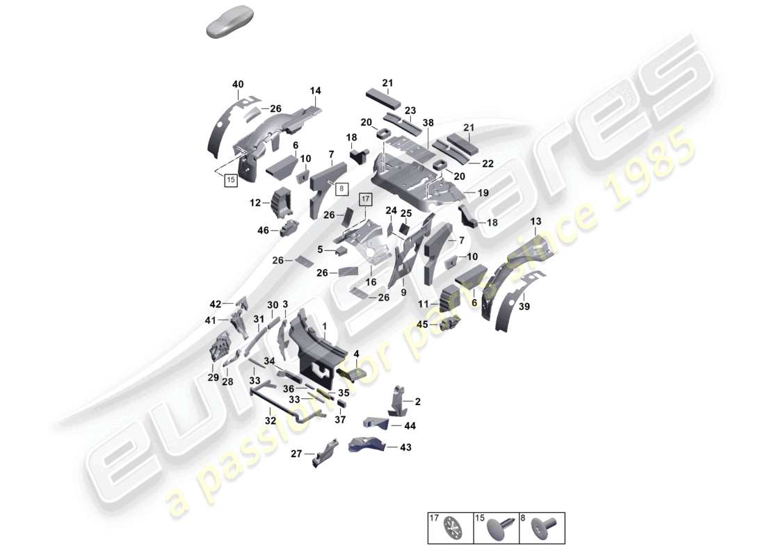 porsche 2026 (992-2) diagramma delle parti del corpo smorzante dell'assorbitore acustico