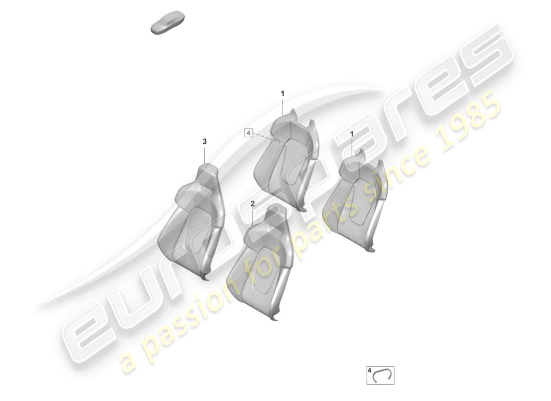 porsche 2020 (taycan 9j1-1) sezione in schiuma per supporto laterale di riposo. rivestimento schienale sedile sportivo per modelli con ventilazione sedile schema delle parti