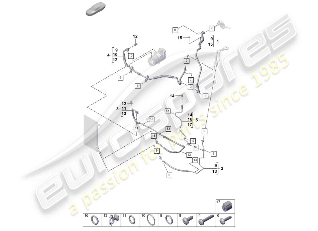 porsche 2026 (cayenne e3 pa) circuito refrigerante per veicoli con trazione ibrida schema delle parti