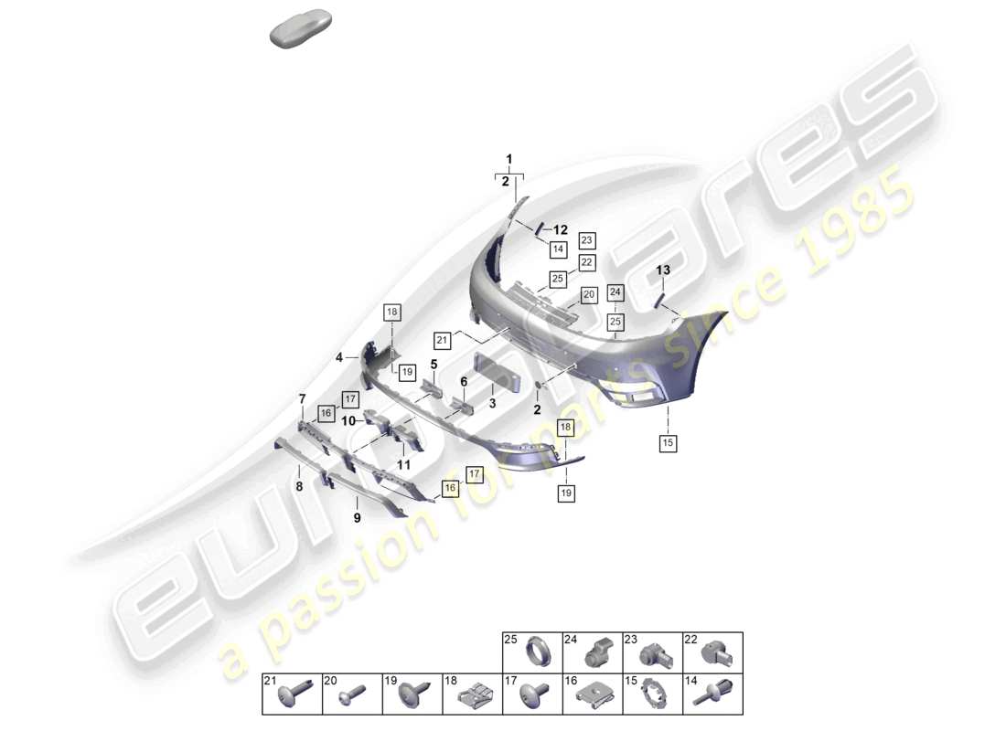 porsche 2024 (992-2) schema delle parti paraurti posteriore